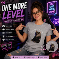 Een Extra Level Kat Gamer T-Shirt | Schattige Game