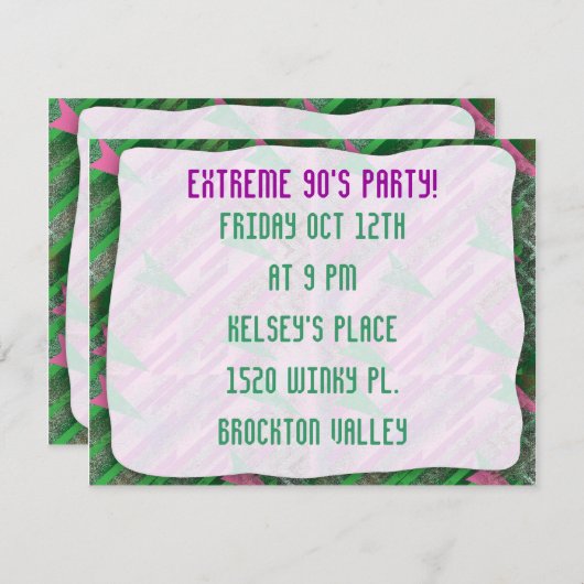 Een extreem 90’s feest kaart (Voorkant / Achterkant)