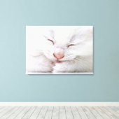 Een extreem dichtbij een heel jong wit canvas afdruk (Insitu (Houten vloer))