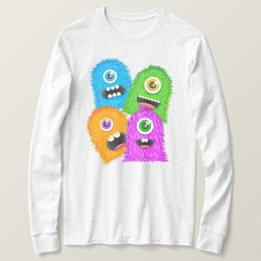 Eén eyed Fuzzy Monsters T-shirt (Design voorkant)