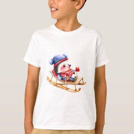 Een ezel. Kerst Schattigee egel op een slee T-shirt