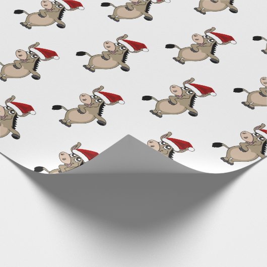 Een ezel met een kerstpet cadeaupapier (Hoek)