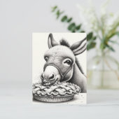 Een ezel steelt taart briefkaart (Staand voorkant)