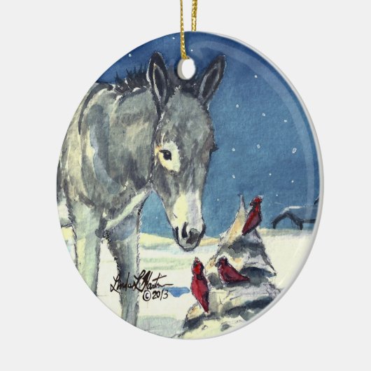 Een ezel voor kerstversieringen keramisch ornament (Links)