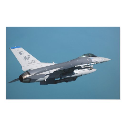 Een F-16-gevecht tegen valk tijdens de vlucht Foto Afdruk (Voorkant)