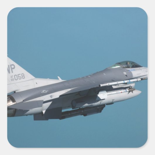 Een F-16-gevecht tegen valk tijdens de vlucht Vierkante Sticker (Voorkant)