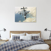 Een F-16-strijder tegen valkrefuels Canvas Afdruk (Insitu (Slaapkamer))