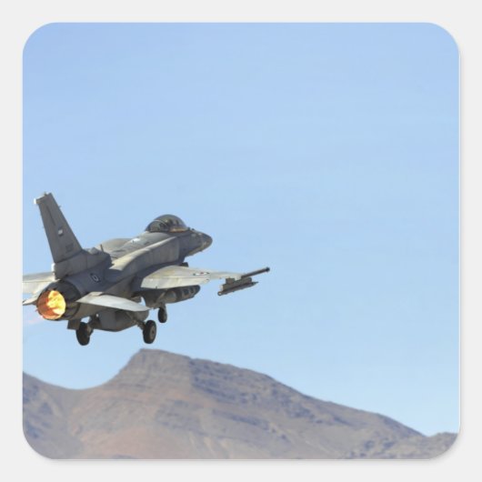 Een F-16E uit de Verenigde Arabische Emiraten Vierkante Sticker (Voorkant)