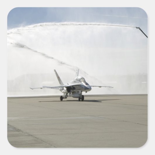 Een F-18-vliegtuig Vierkante Sticker (Voorkant)