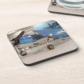 Een F-6F Hellcat-gevechtsvliegtuig uit de Tweede W Bier Onderzetter (Linkerzijde)