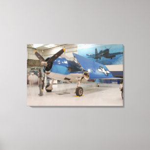 Een F-6F Hellcat jachtvliegtuig uit de Tweede Were Canvas Afdruk