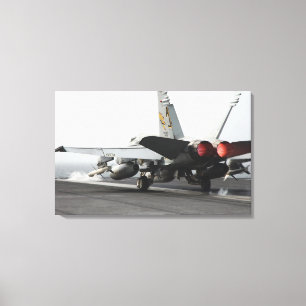 Een F/A-18C-Hornet uit de cockpit Canvas Afdruk