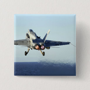 Een F/A-18C-Hornet uit de cockpit Vierkante Button 5,1 Cm