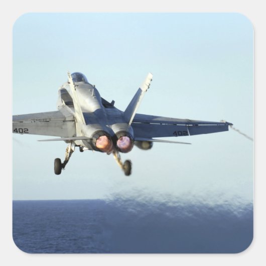 Een F/A-18C-Hornet uit de cockpit Vierkante Sticker (Voorkant)