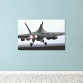 Een F/A-18E Super Hornet-draagraketten Canvas Afdruk (Insitu (Houten vloer))
