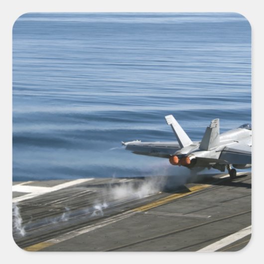 Een F/A-18E Super Hornet Vierkante Sticker (Voorkant)