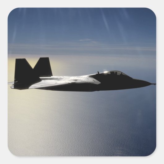 Een F/A-22 Raptor vliegt een opleidingsmissie 2 Vierkante Sticker (Voorkant)