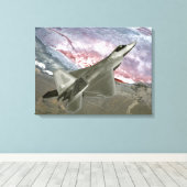 Een F/A-22 Raptor voert een opleidingsmissie Canvas Afdruk (Insitu (Houten vloer))