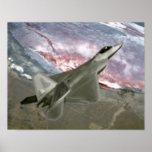 Een F/A-22 Raptor voert een opleidingsmissie Poster