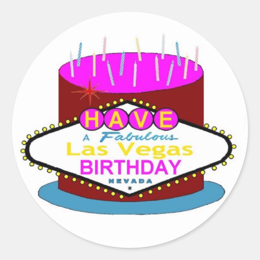Een Fabulous Las Vegas Birthday Cake Sticker (Voorkant)