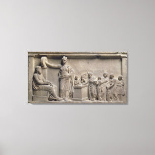 Een familie die een stier opoffert aan Asclepius Canvas Afdruk