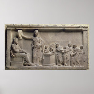 Een familie die een stier opoffert aan Asclepius Poster