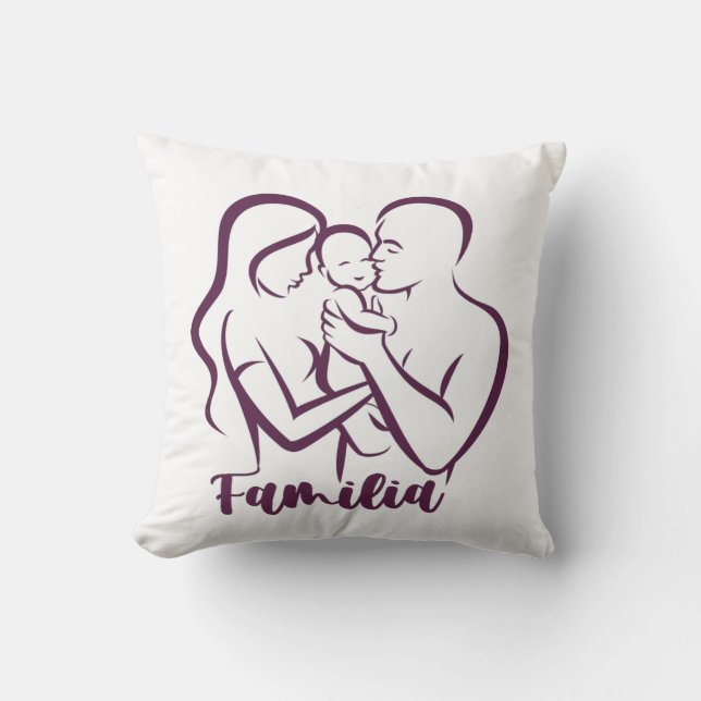 Een familie illustratie Sierkussen (Voorkant)