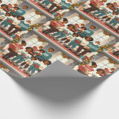 Een familie kerst samen cadeaupapier (Hoek)