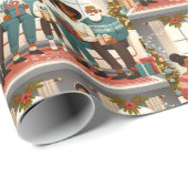 Een familie kerst samen cadeaupapier (Rol Hoek)