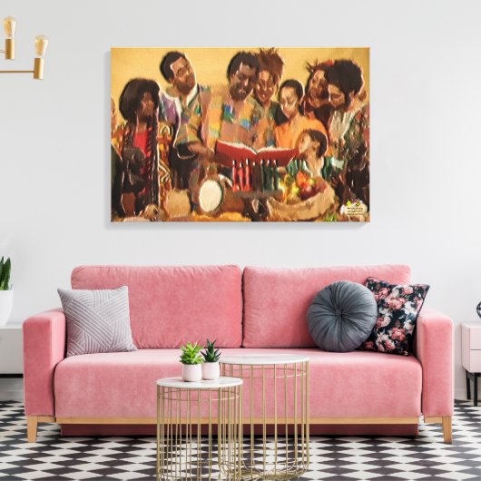Een familie Kwanzaa viering Canvas Afdruk (Insitu (Woonkamer))