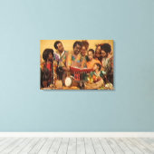 Een familie Kwanzaa viering Canvas Afdruk (Insitu (Houten vloer))
