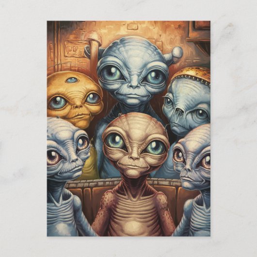 Een familie van aliens briefkaart (Voorkant)