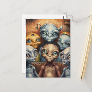 Een familie van buitenaardse wezens briefkaart