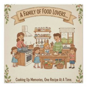 Een familie van voedselliefhebbers perfect poster