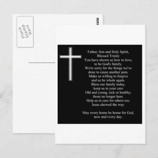 Een familiegebed briefkaart (Voorkant / Achterkant)
