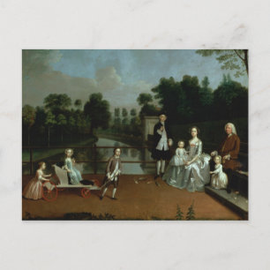 Een familiegroep op een Terras in een tuin, 1749 Briefkaart