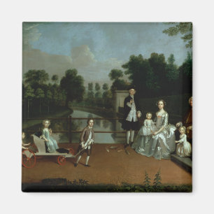 Een familiegroep op een Terras in een tuin, 1749 Magneet