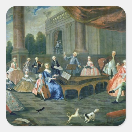 Een familieresconcert in Chateau Renescure Vierkante Sticker (Voorkant)