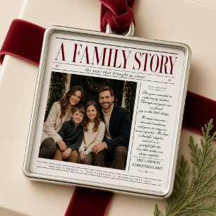 Een familieverhaal Gepersonaliseerde familiefoto K Metalen Ornament