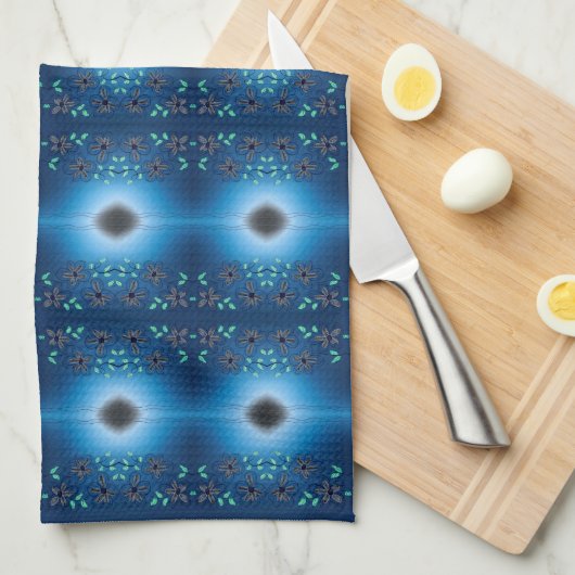 Een Fancy Blauwe en Zwarte Theedoek (Quarter Fold)