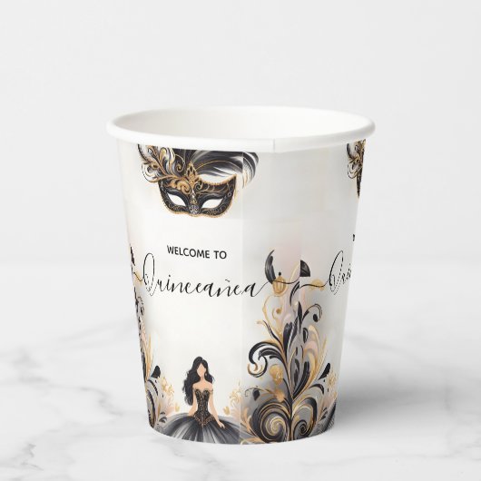 Een Fancy Prom Mask Fun Masquerade Ball Quinceaner Papieren Bekers (Rechts)