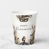 Een Fancy Prom Mask Fun Masquerade Ball Quinceaner Papieren Bekers (Voorkant)