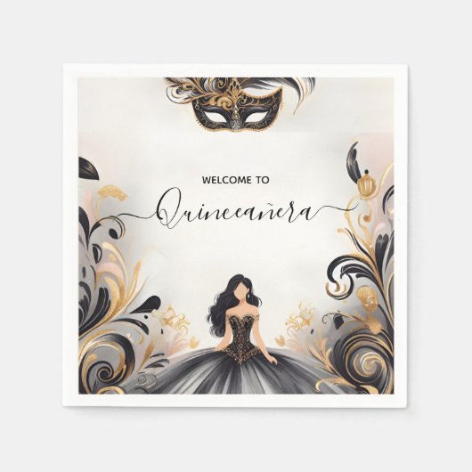 Een Fancy Prom Mask Fun Masquerade Ball Quinceaner Servet (Voorkant)