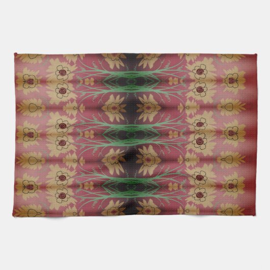 Een Fancy Rozen schuur rode theedoek (Horizontaal)