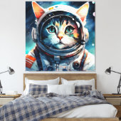 Een fantasie kat astronaut canvas afdruk (Insitu (Slaapkamer))