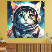 Een fantasie kat astronaut canvas afdruk (Insitu (Woonkamer))