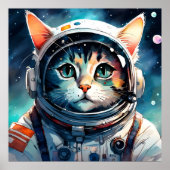 Een fantasie kat astronaut poster (Voorkant)