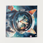 Een fantasie kat astronaut wandkleed (Voorkant (horizontaal))