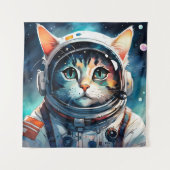 Een fantasie kat astronaut wandkleed (Voorkant)