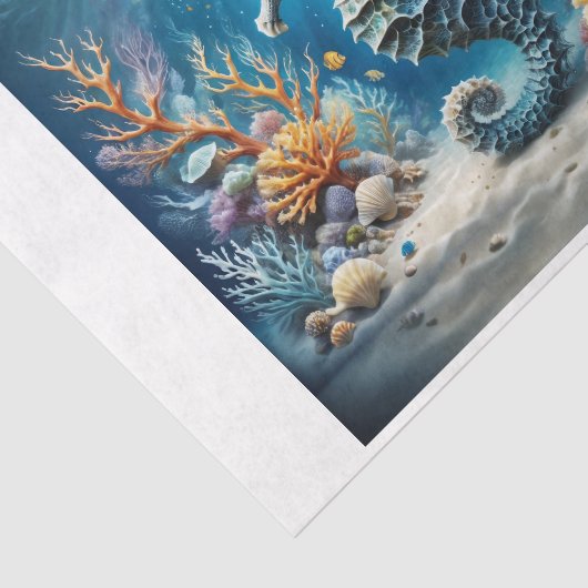 Een fantasie zeepaardje in de onderwaterwereld tissuepapier (Detail)